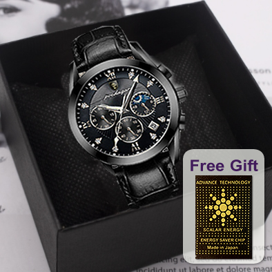 High quality Leather Men's Wristwatch with Giftbox ,extra battery and microfibre cloth